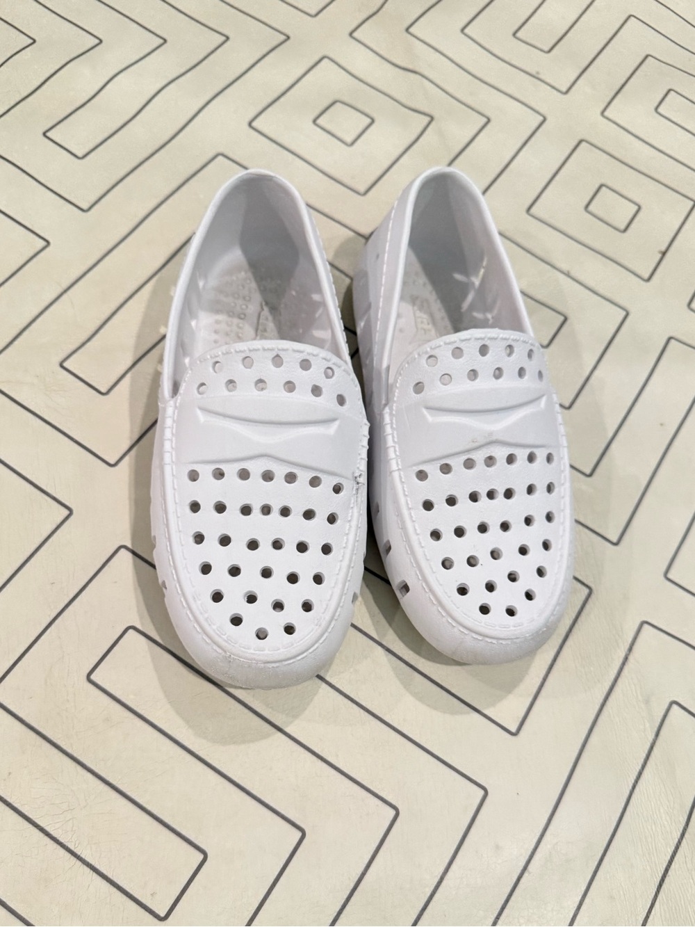 Floafers White Perforated Slip-On Loafers